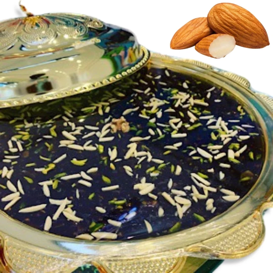 حلوى عمانية باللوز – إناء ستيل ذهبي مع غطاء 4 كيلوجرام