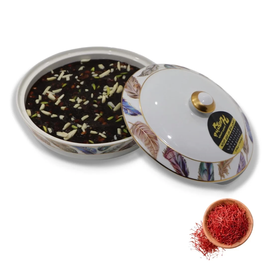 حلوى عمانية بالزعفران – إناء سيراميك أشكال منوعة 1 كيلوجرام