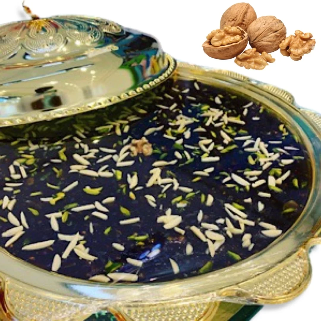 حلوى عمانية بالجوز – إناء ستيل ذهبي مع غطاء 4 كيلوجرام