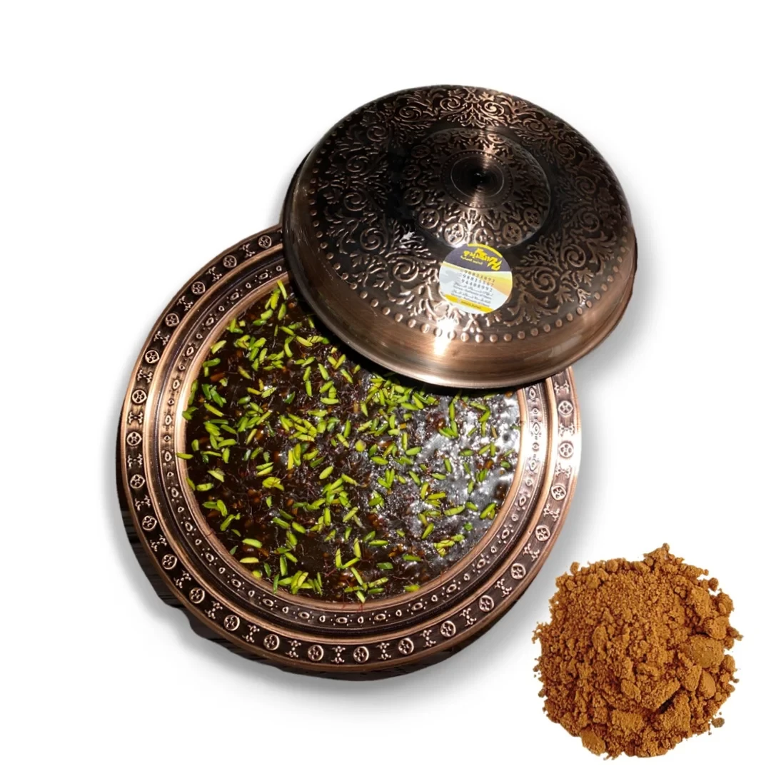 حلوى عمانية بالسكر الأحمر الخالص – إناء ستيل برونزي مع غطاء 2 كيلوجرام