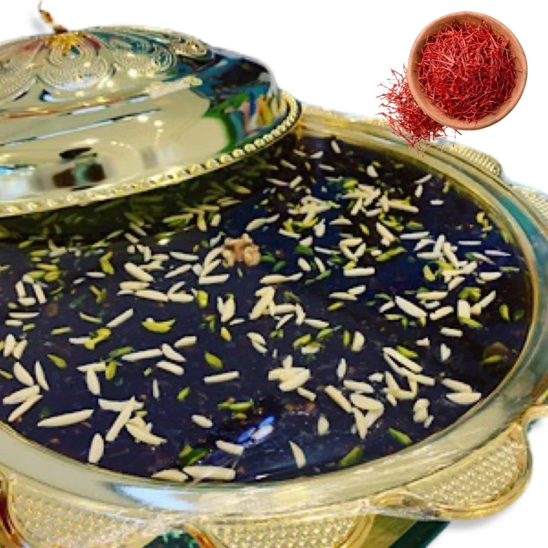 حلوى عمانية بالزعفران – إناء ستيل ذهبي مع غطاء 4 كيلوجرام